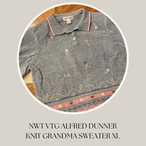 NWT VTG ALFRED DUNNER 
KNIT GRANDMA SWEATER XL